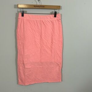 Frank and Eileen Tee Lab Skirt Coral Straight Cotton Raw Hem Sz M NEW